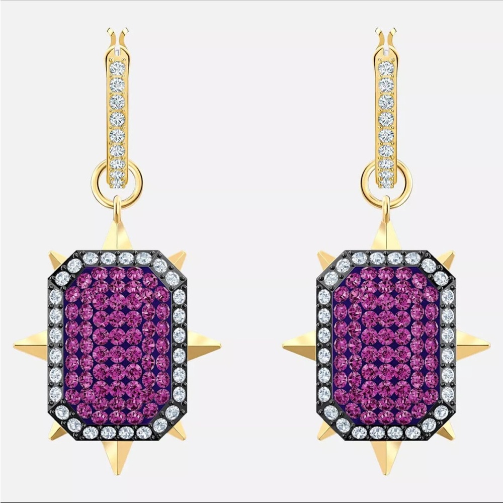 Swarovski Tarot Magic Earrings - Fuchsia and Clear Colors - In Box